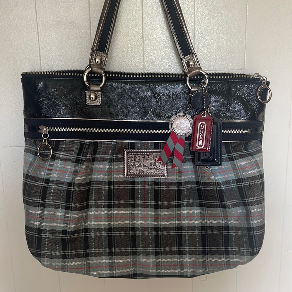Coach Poppy glam tartan tote